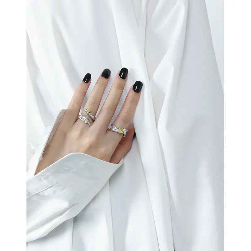 Selene's Yellow Silver Statement Ring