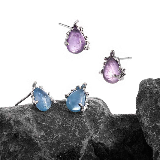 Aqua Drop Silver Crystal Earrings
