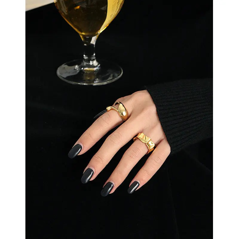 Whimsical Ripples Silver Statement Ring