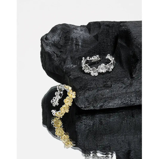 Chrysanthemum Charm Silver Statement Ring