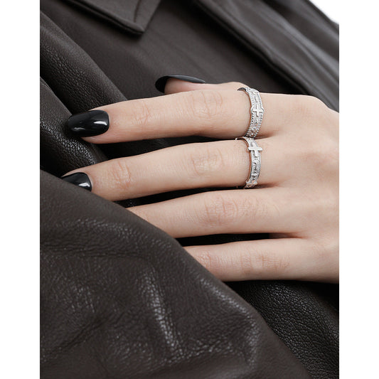 Divine Cross Silver Statement Ring