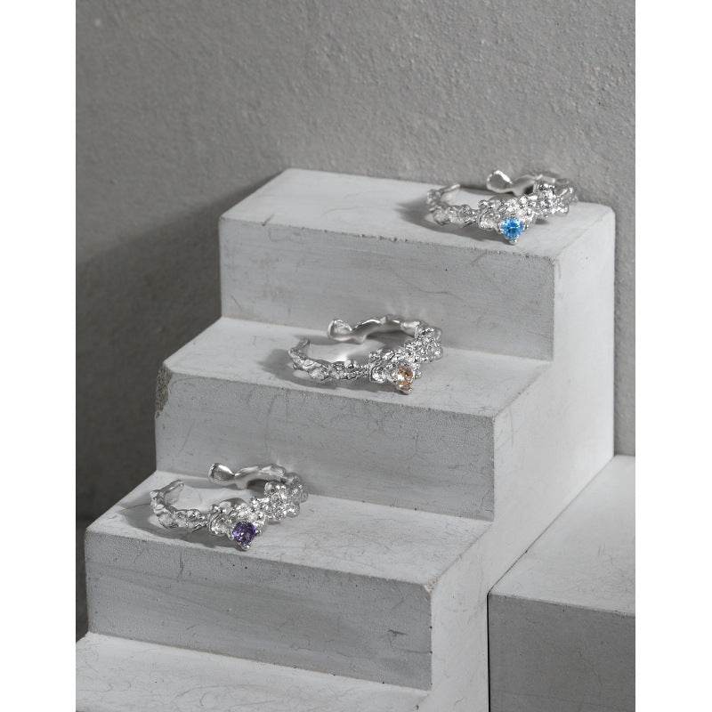 EVELYN'S MICRO-INLAID ZIRCON SILVER RING - OPHRASTUDIO