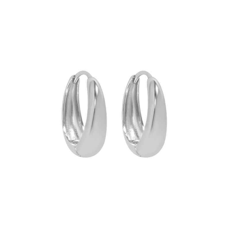 Isabella's Geometric Circle Silver Huggie Earrings