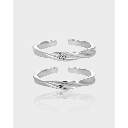 Tristan And Isolde Couple Silver Stacking Ring