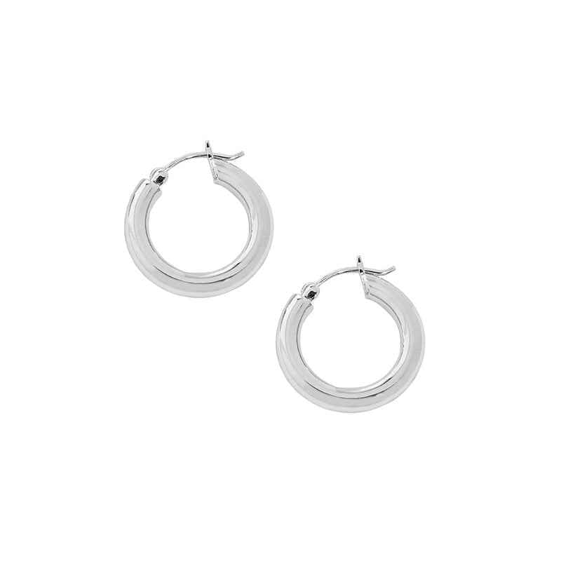 Echo's Geometric Circle Silver Hoop Earrings