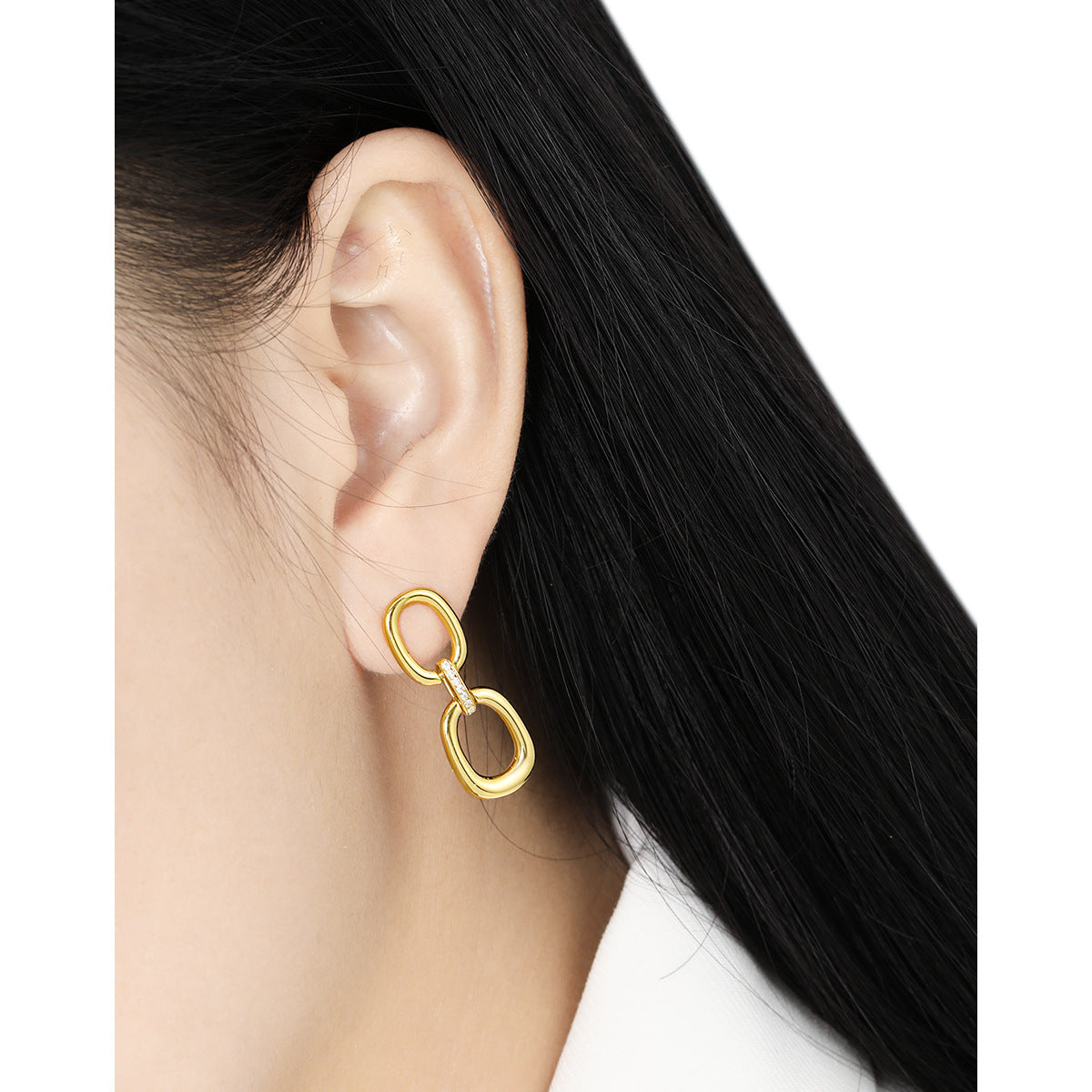GEOMETRIC DOUBLE RING STUD EARRINGS OPHRASTUDIO