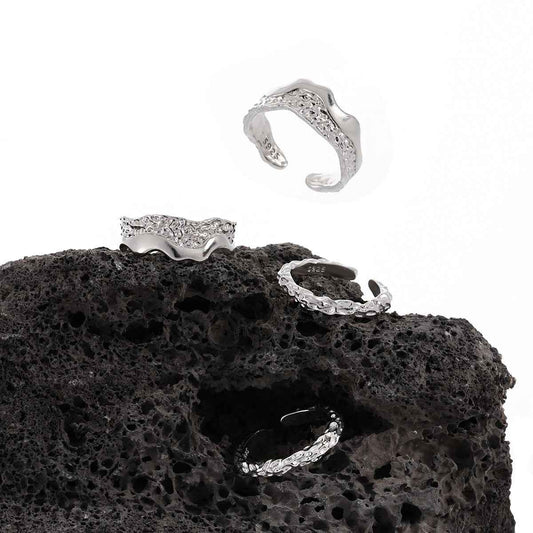 Vulcan's Lava Texture Silver Statement Ring