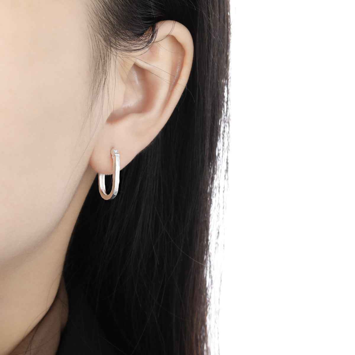 Rippled Texture Silver Hoop Earrings