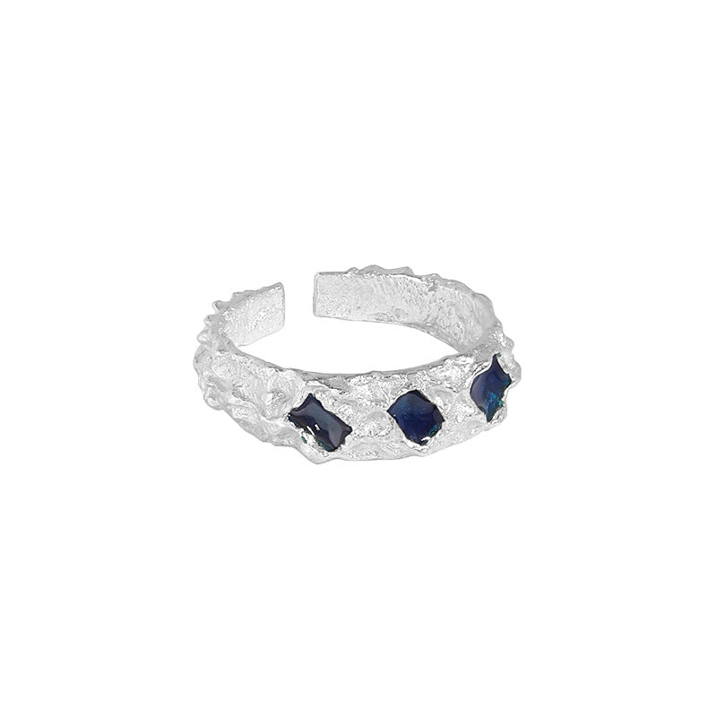 AQUA DRIP GLAZE SILVER RING - OPHRASTUDIO