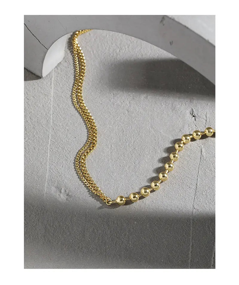 SELENE'S ROUND BEAD SIDE CHAIN SILVER NECKLACE - OPHRASTUDIO