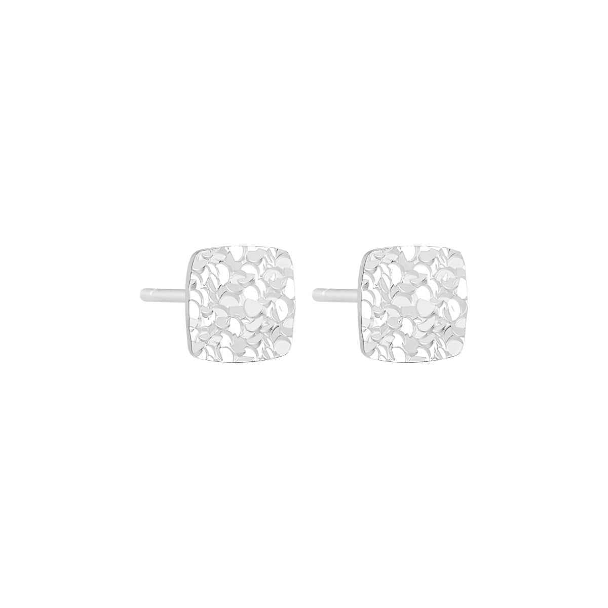 Honeycomb Engraved Silver Stud Earrings Series