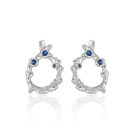 Aurora's Circle Silver Stud Earrings