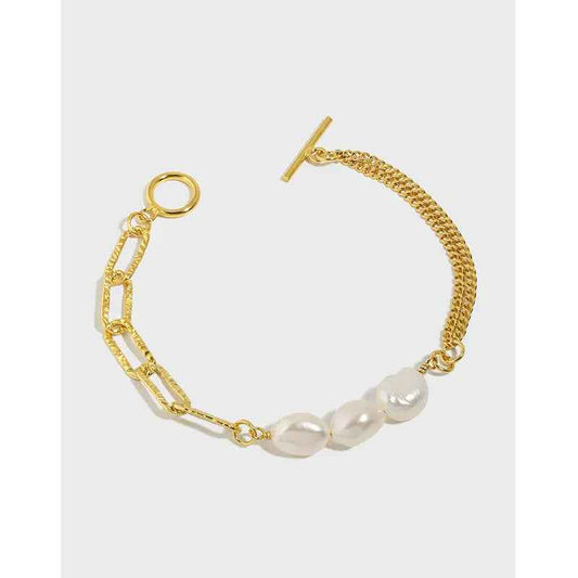 Baroque Pearl Silver Chain Bracelet