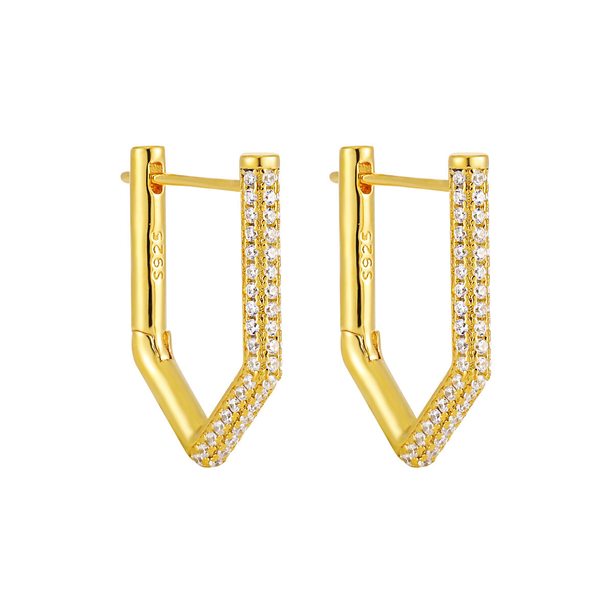 Geometric Pavé Edge Hoop Earrings
