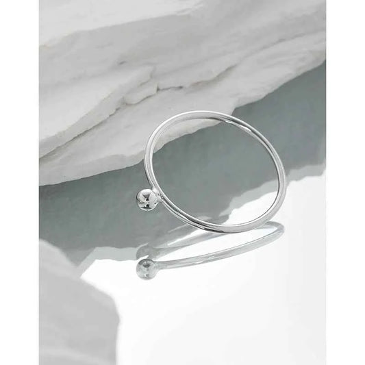 Round Bead Silver Stacking Ring