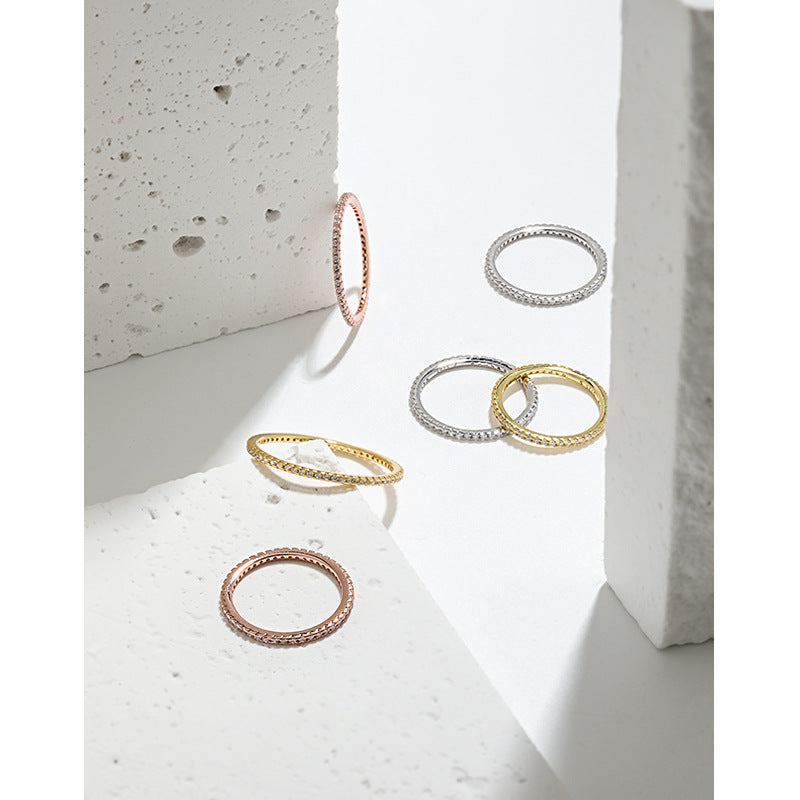 CELIA'S INLAID ZIRCON SILVER FINE RING - OPHRASTUDIO