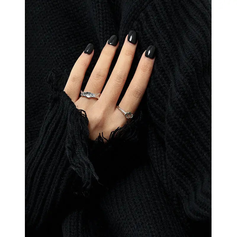Square Collarstone Silver Statement Ring