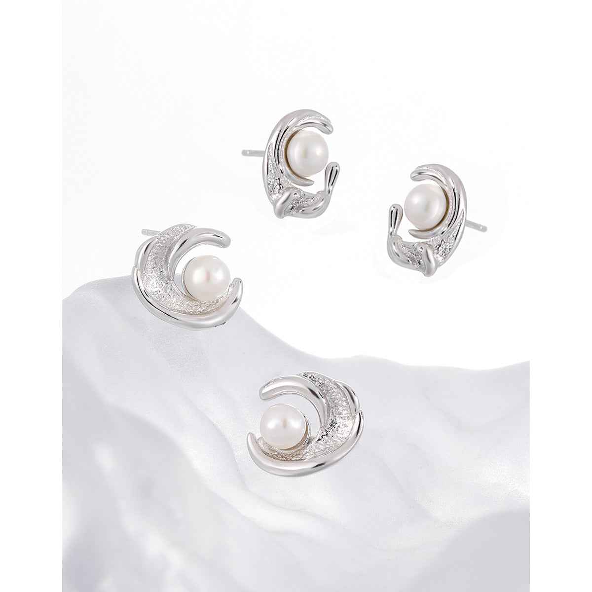 Fairy Silver Pearl Stud Earrings