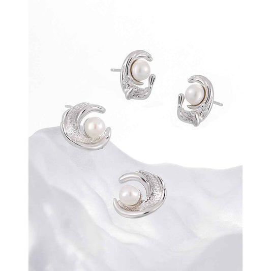 Fairy Silver Pearl Stud Earrings