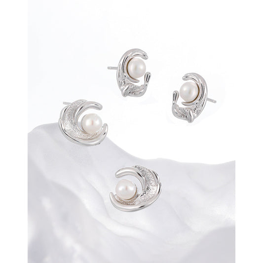 Fairy Silver Pearl Stud Earrings