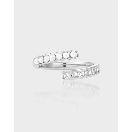 Pearl Cross Silver Pearl Ring