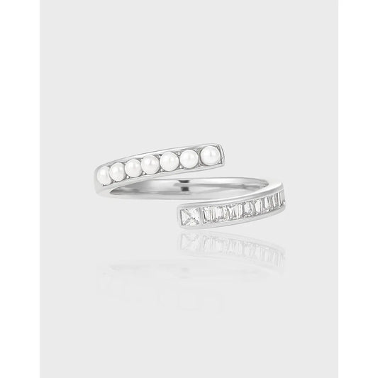 Pearl Cross Silver Pearl Ring