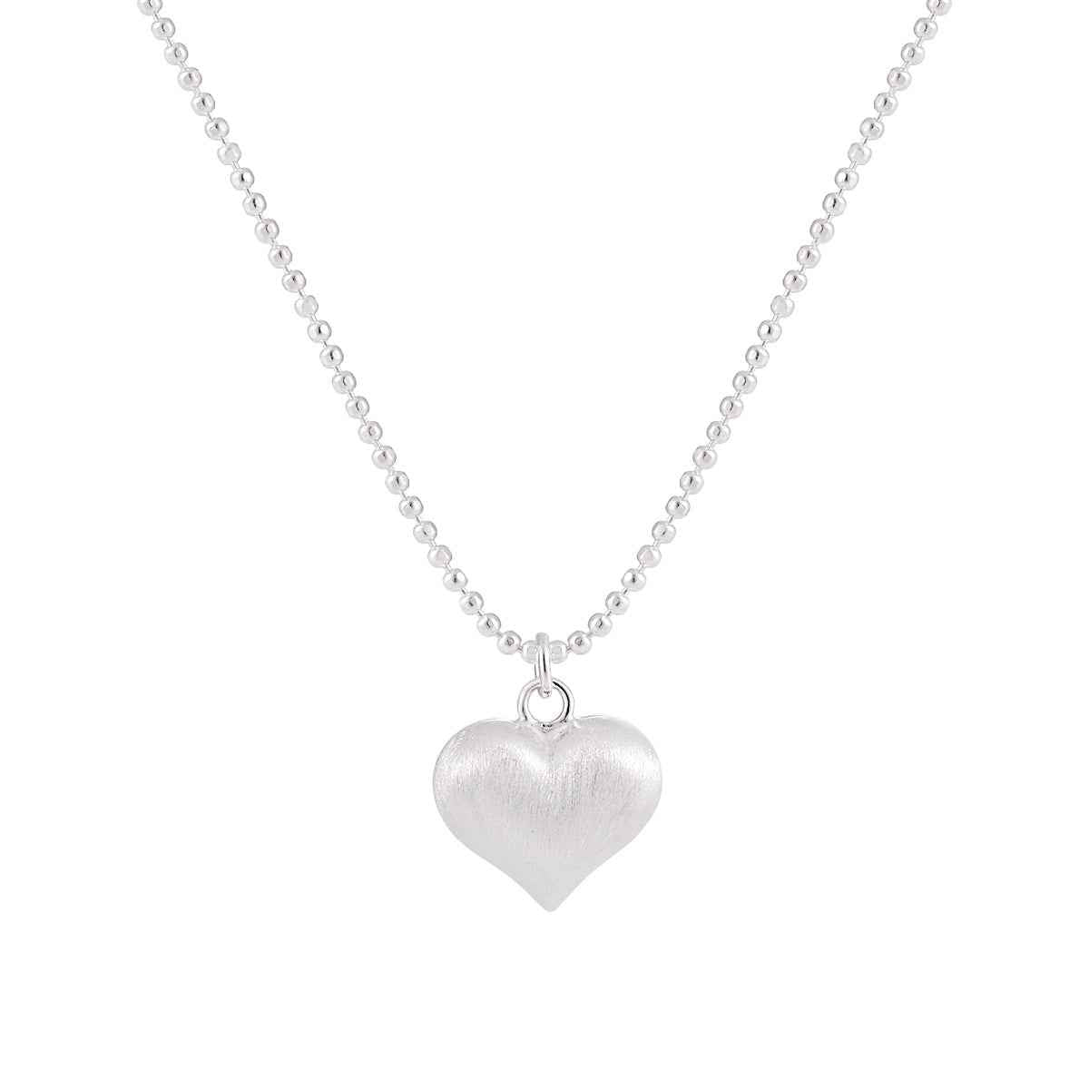 Sweet Silver Heart Pendant Necklace