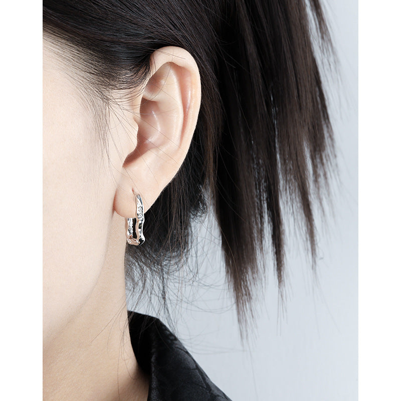 IRREGULAR U-SHAPED ZIRCON-SET EAR BUCKLE EARRINGS OPHRASTUDIO