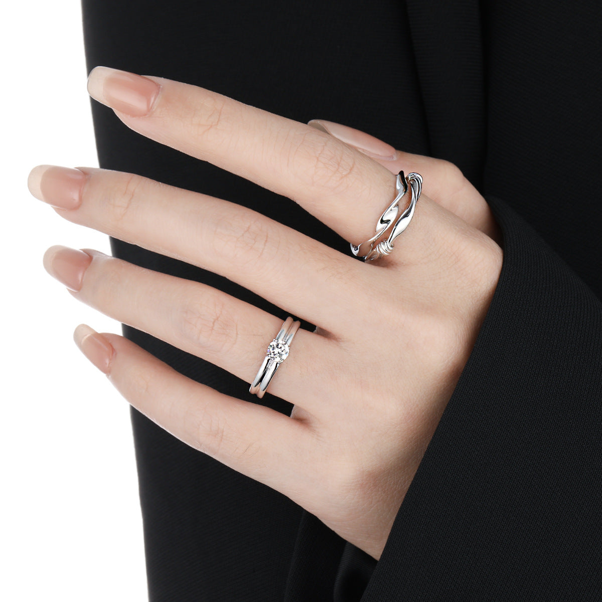 Radiant Grace Solitaire Silver Ring OPHRASTUDIO