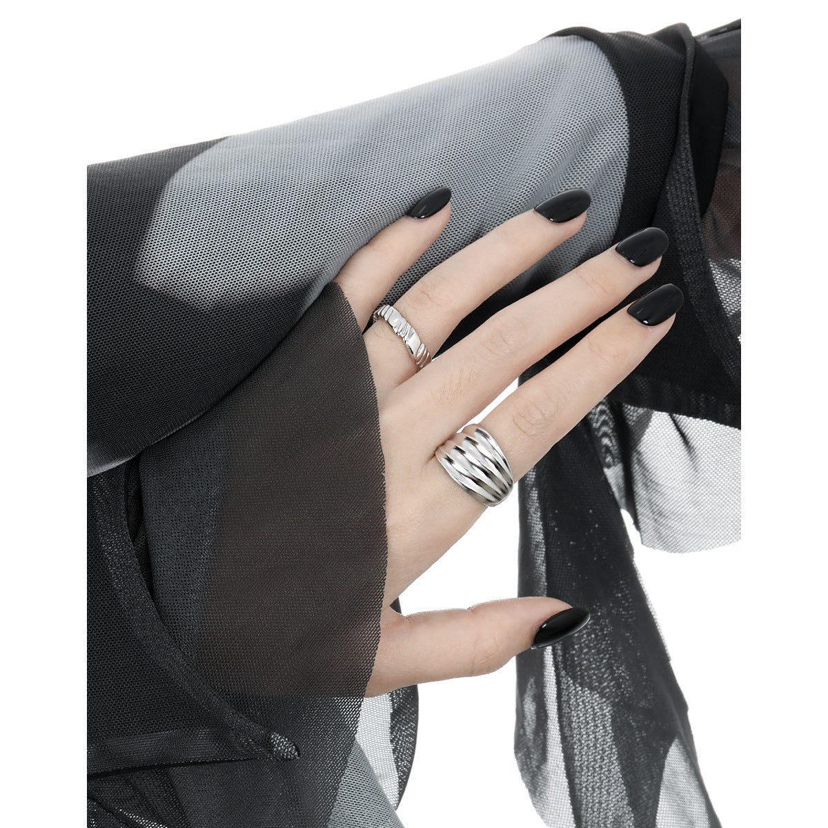 MARISSA'S MULTI-LAYER WAVE SILVER RING - OPHRASTUDIO
