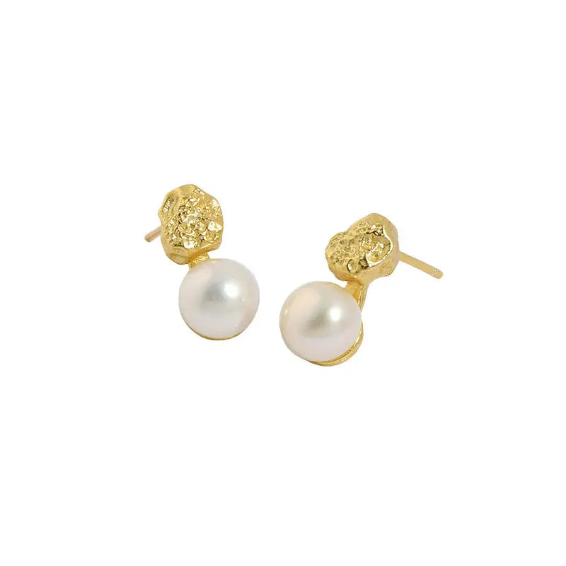 Essence Silver Pearl Stud Earrings
