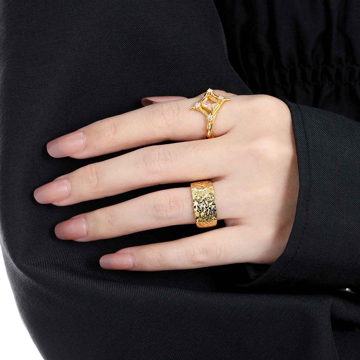 Stellar Square Zirconia Silver Statement Ring