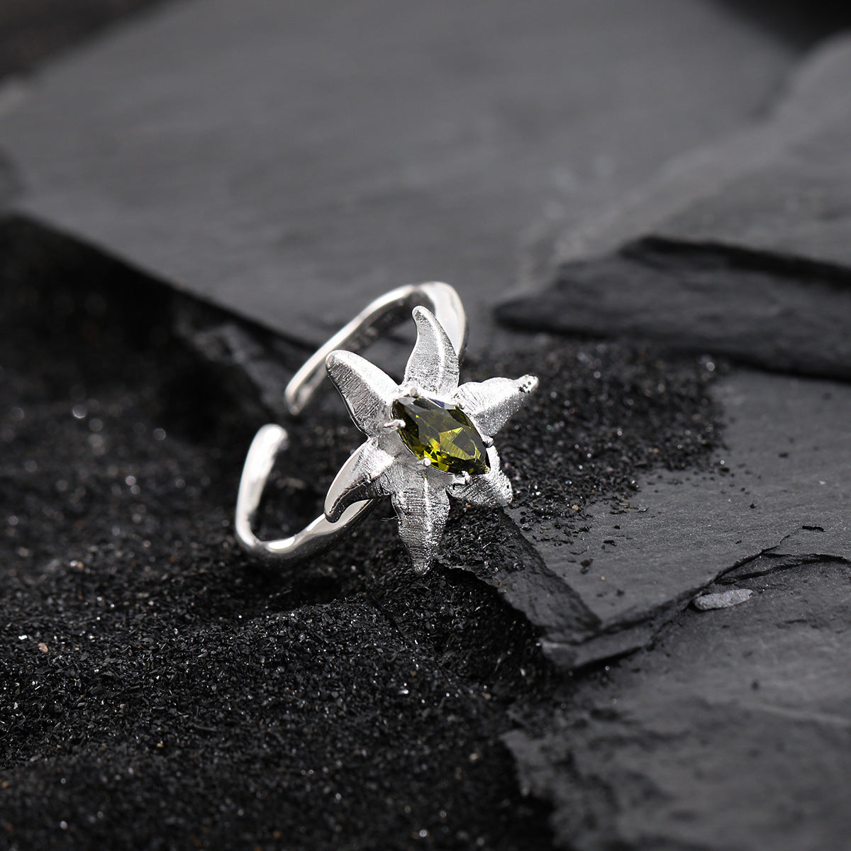 Peridot Starfish Statement Ring OPHRASTUDIO