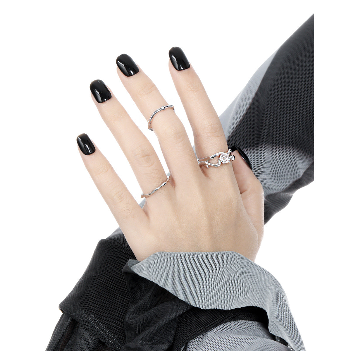 CELESTE'S HOLLOW ZIRCON SILVER RING - OPHRASTUDIO