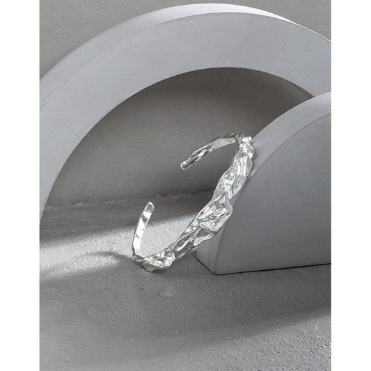 Moonlit Wrinkles Silver Cuff Bracelet
