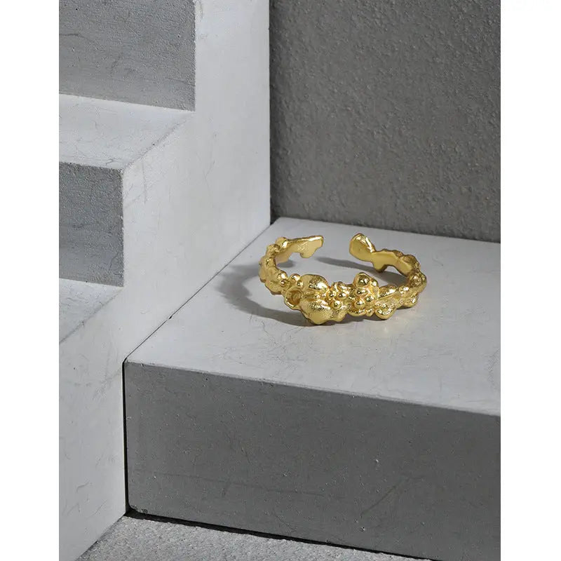HEPHAESTUS' LAVA TEXTURE SILVER RING - OPHRASTUDIO