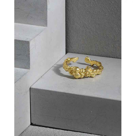 Hephaestus' Lava Texture Silver Statement Ring