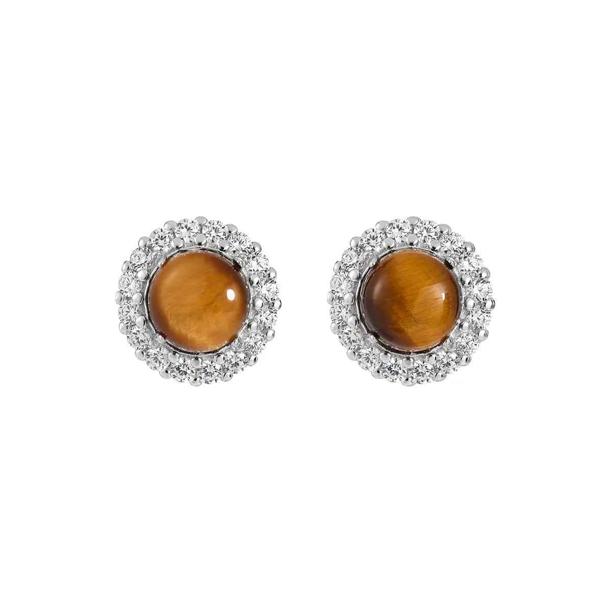 Luxury Stone Inlay Silver Stud Earrings