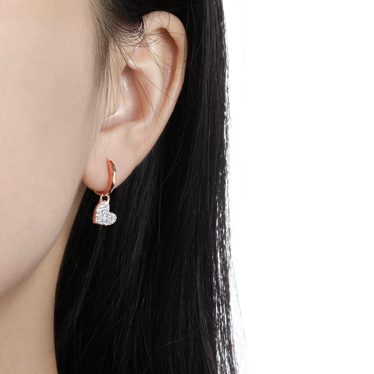 SPARKING HEART DROP SILVER EARRINGS - OPHRASTUDIO