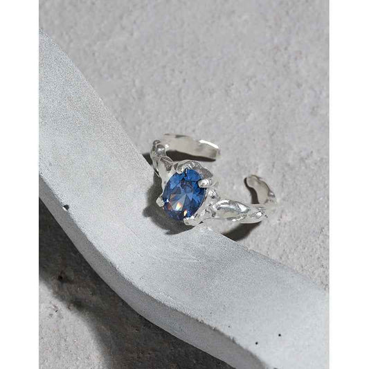 Azure Glimmer Silver Statement Ring