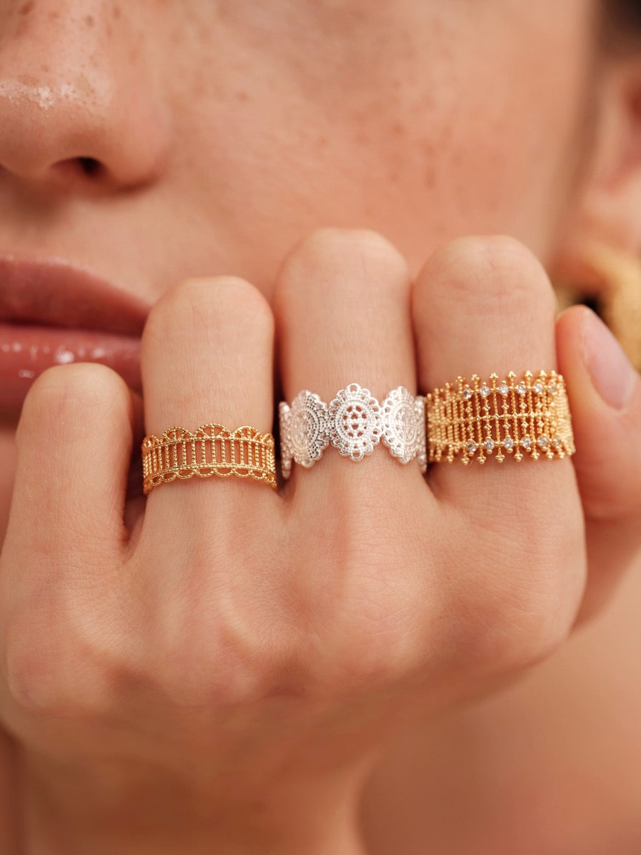 French Embroidered Lace Hollow Vintage Ring OPHRASTUDIO