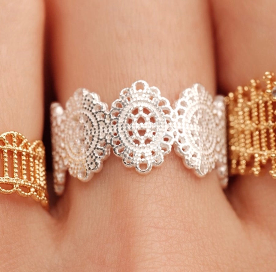 French Embroidered Lace Hollow Vintage Ring OPHRASTUDIO