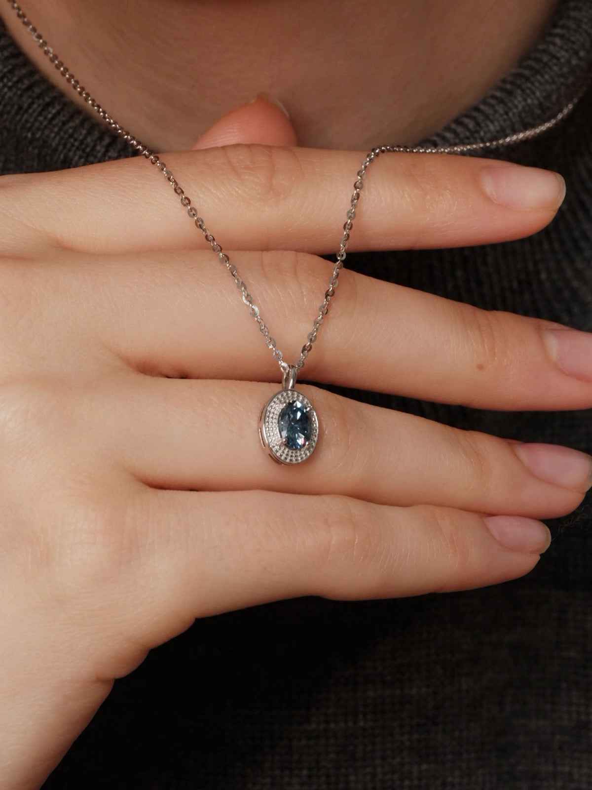 Darcy Blue Moissanite Necklace