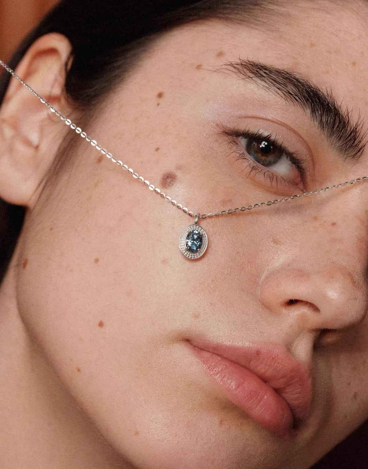 Darcy Blue Moissanite Necklace