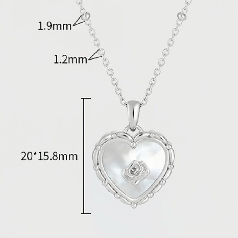 SILVER ROSE HEART NECKLACE - OPHRASTUDIO