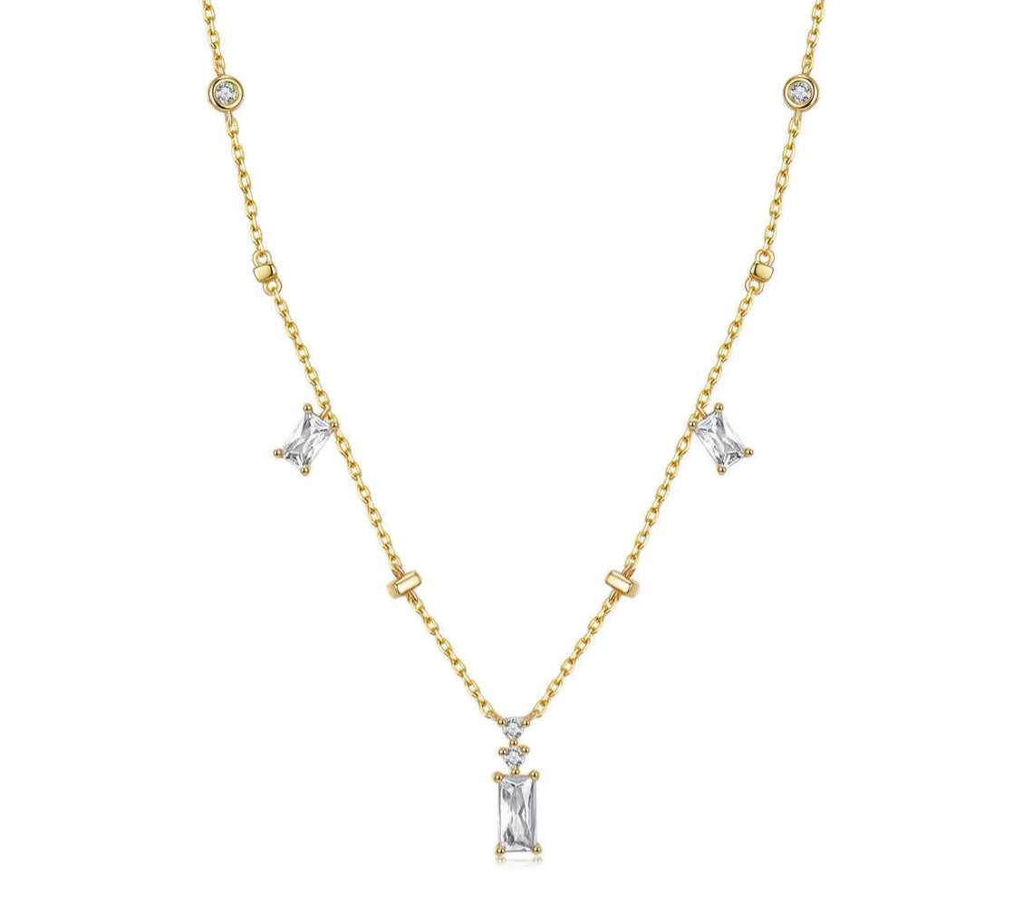 Aurora Sugar Cube Silver Necklace OPHRASTUDIO