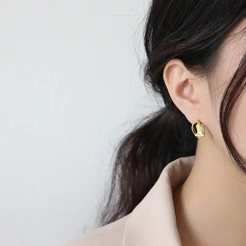 Golden Rhapsody Silver Stud Earrings