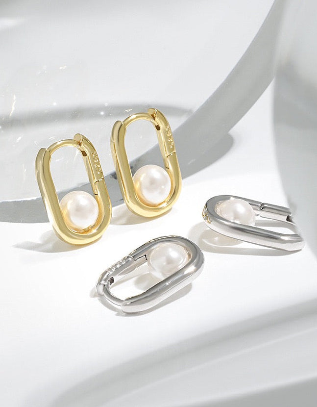 Seaside Serenity Silver Huggie Earrings OPHRASTUDIO