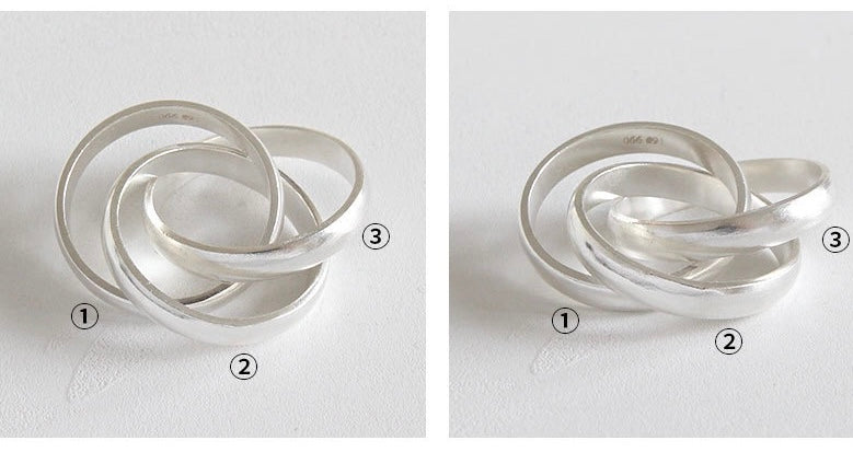 Triple Crossed Band Silver Statement Ring