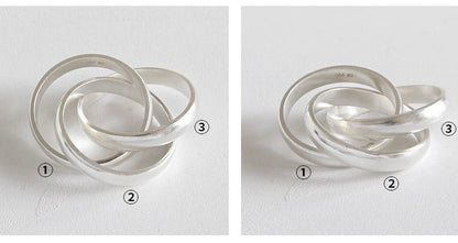 Triple Crossed Band Silver Statement Ring